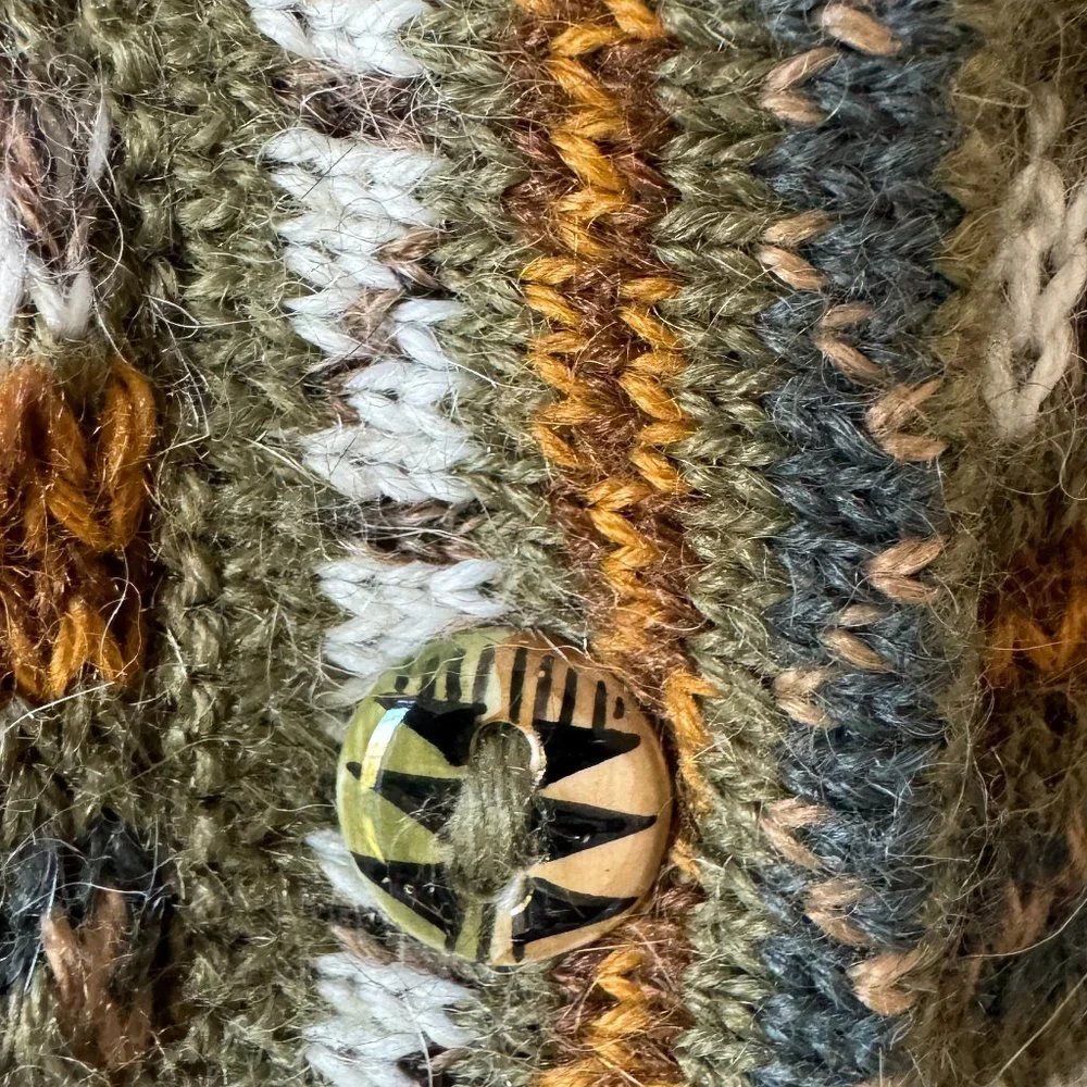 The Alpaca Connection Peru Handmade Stripped Button Front Cardigan Pockets - Picture 4 of 16